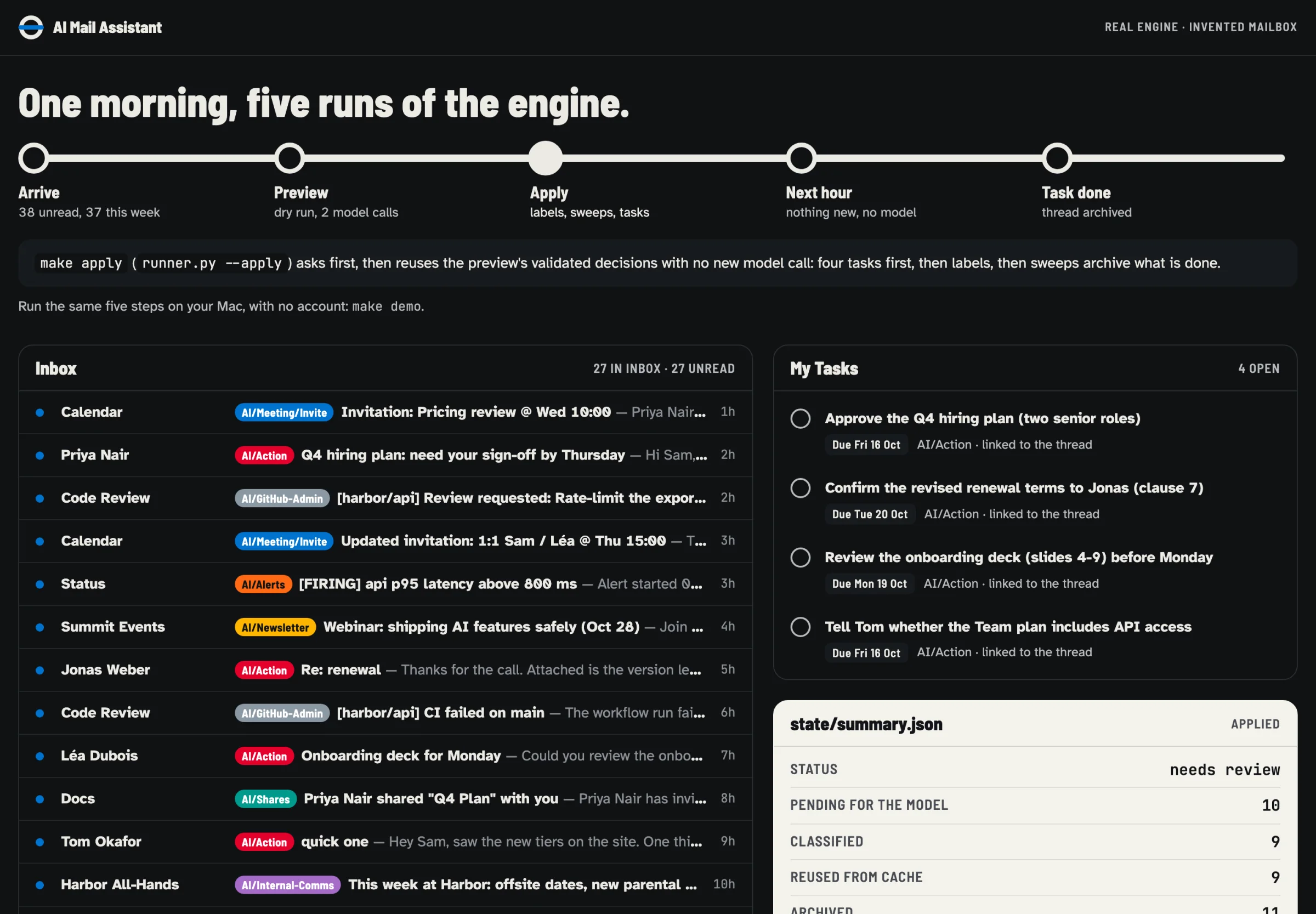 The apply step in the demo console