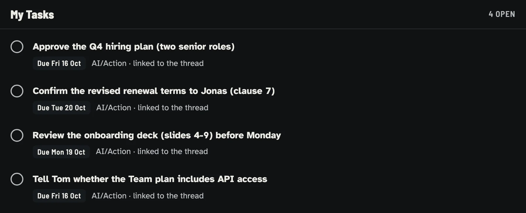 The four tasks the demo run created in Google Tasks