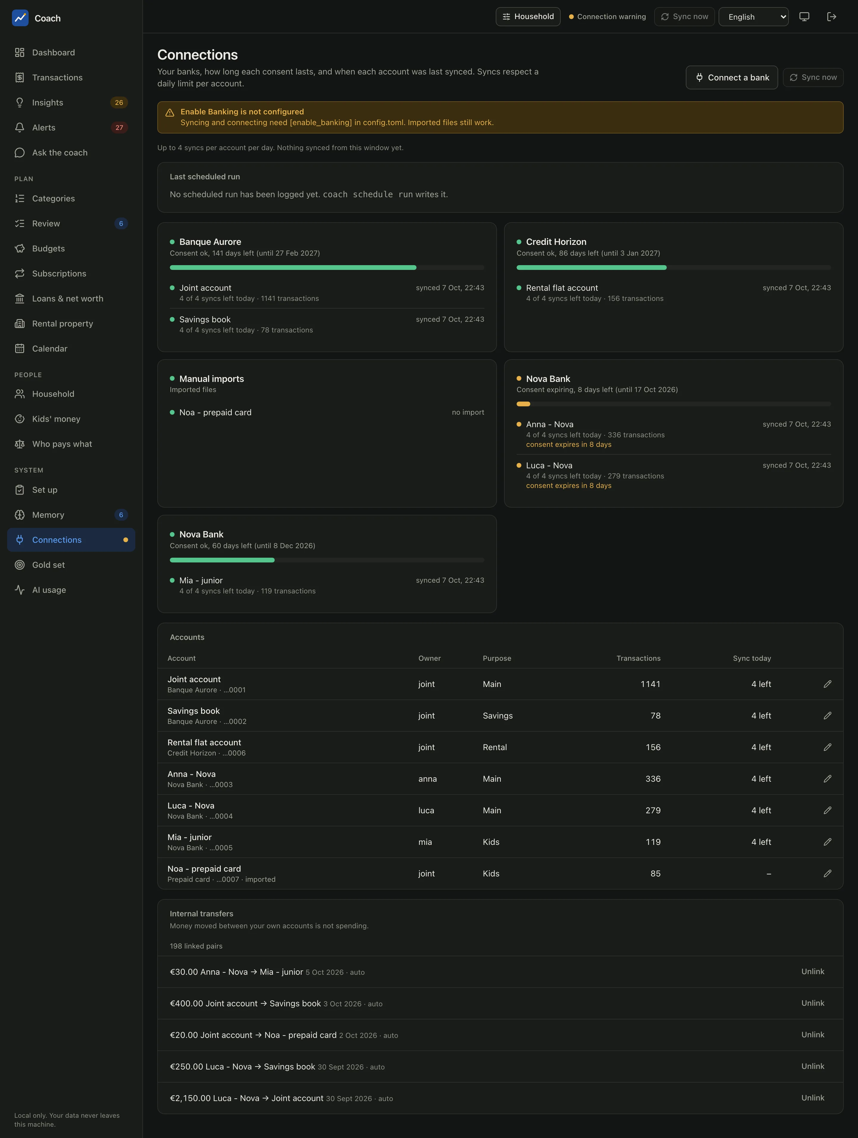 The Connections page with the last scheduled run