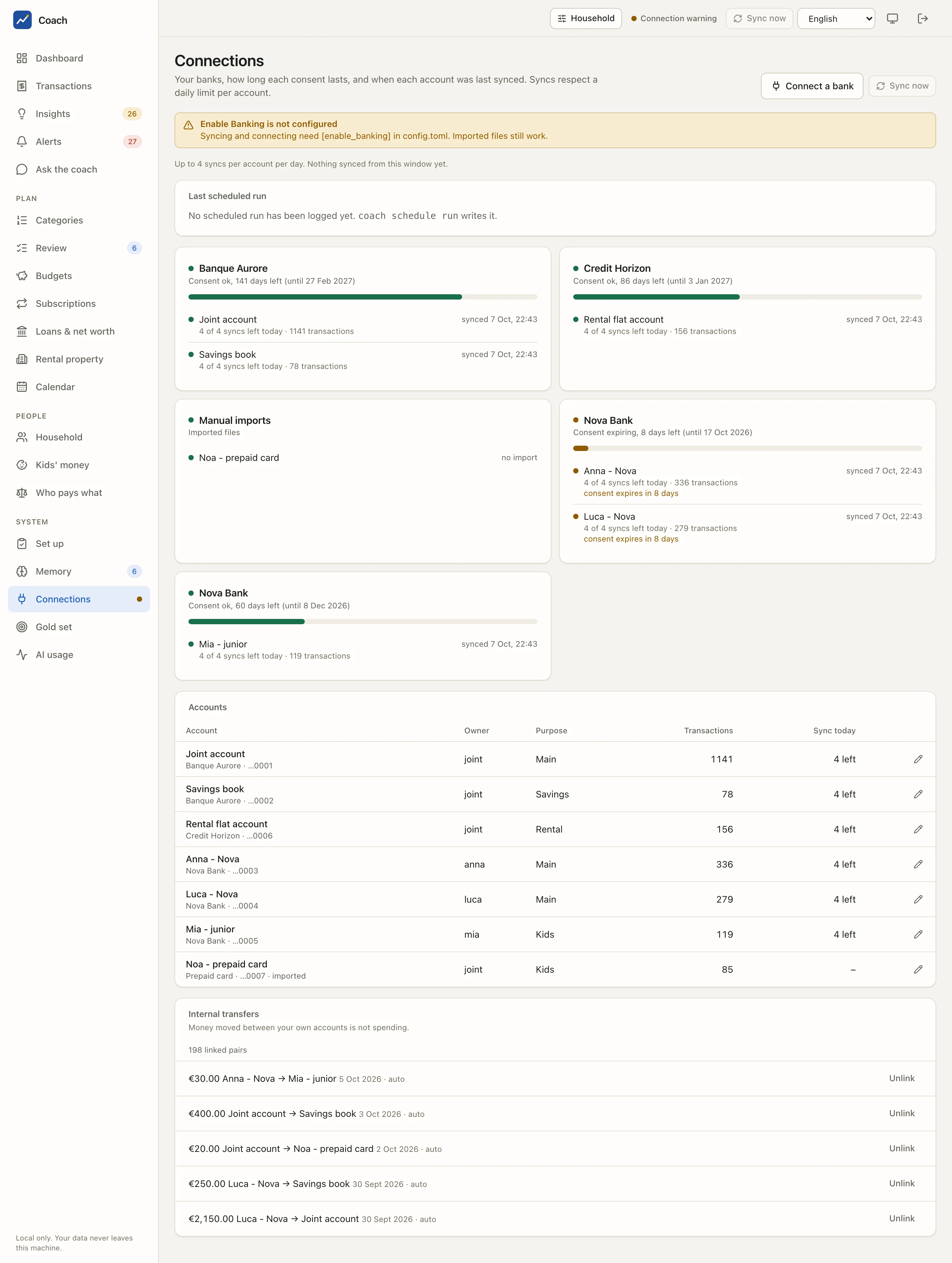 The Connections page with the last scheduled run