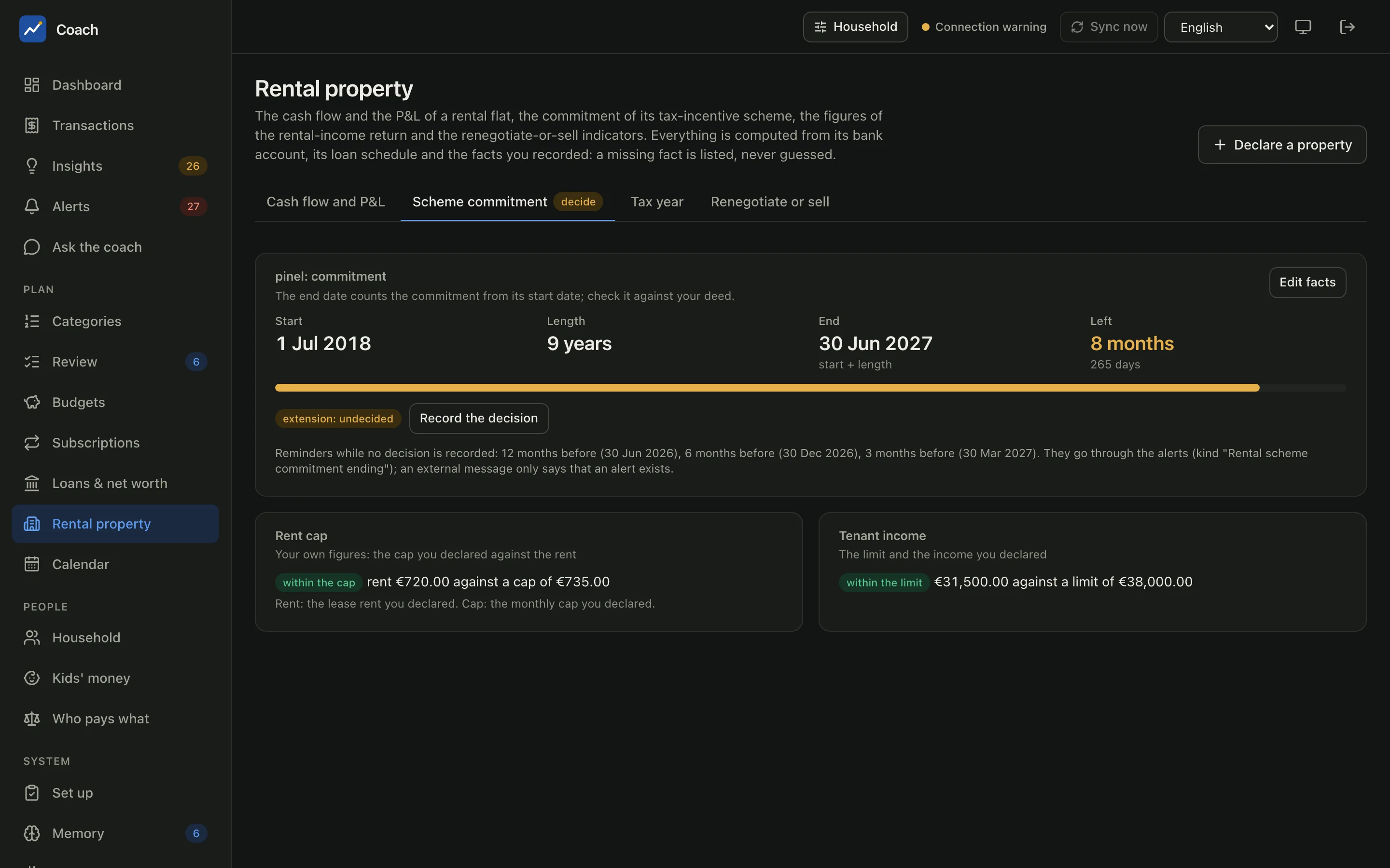 The scheme commitment of the demo rental flat