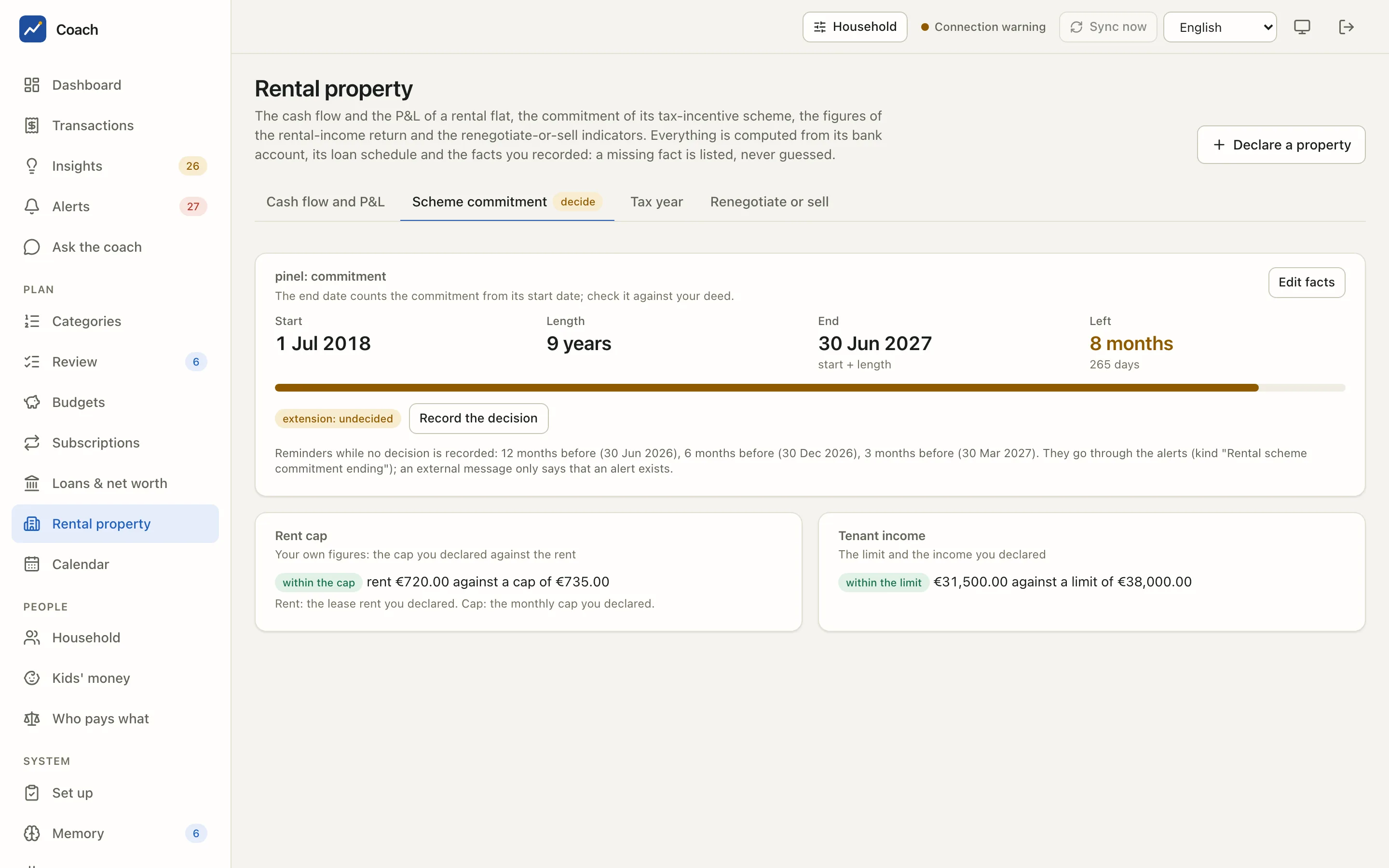 The scheme commitment of the demo rental flat
