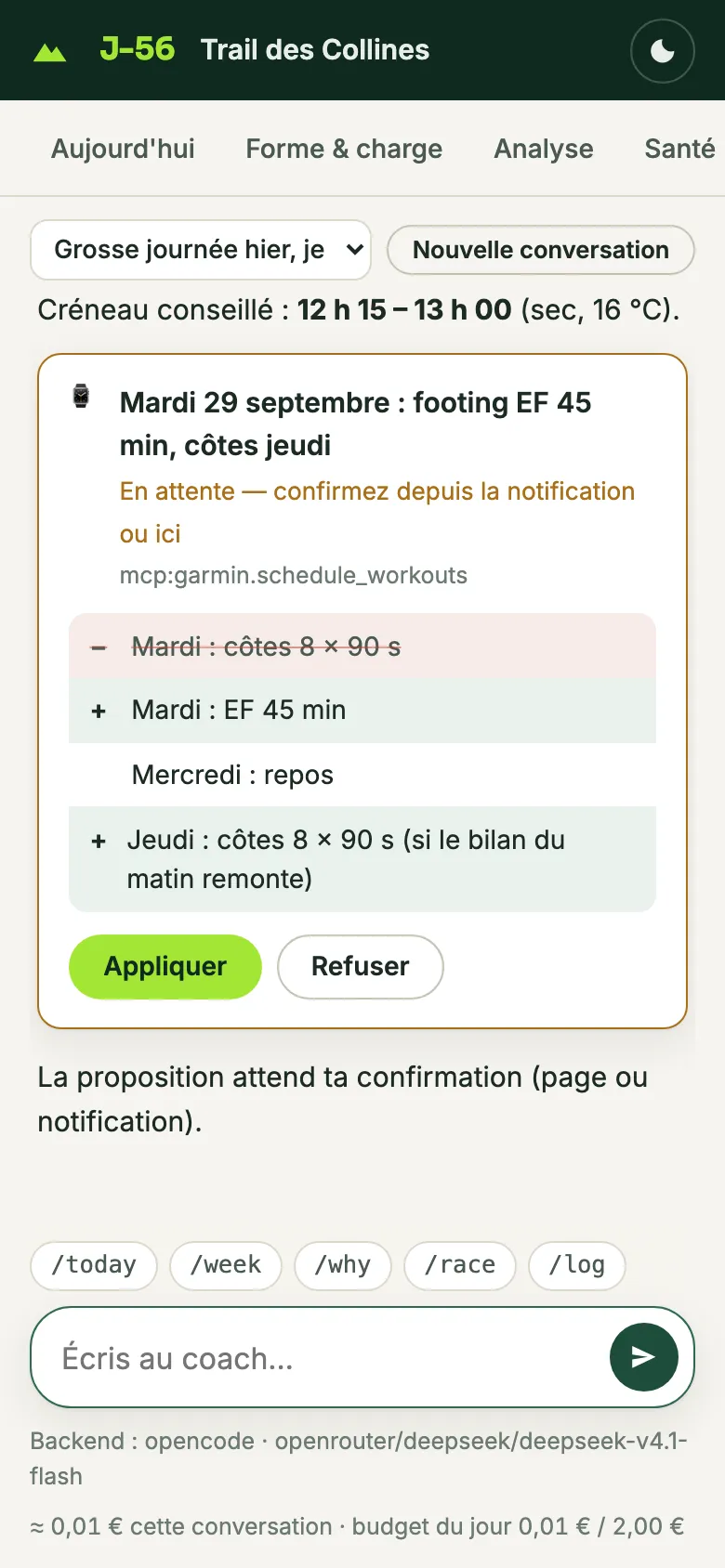 Coach sur téléphone : la carte d'approbation et sa proposition, prête à appliquer