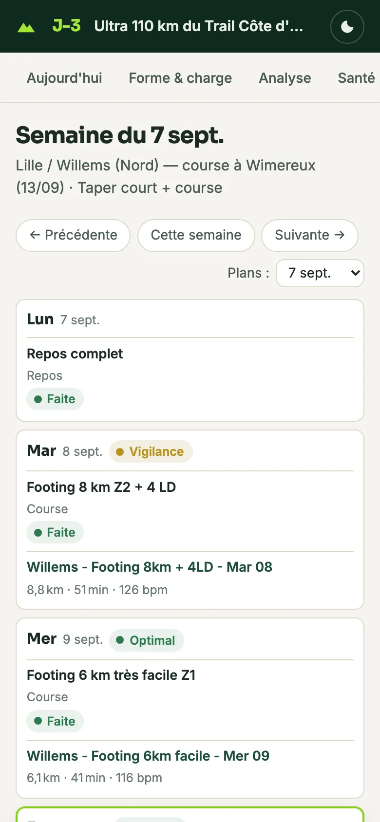 Semaine sur téléphone