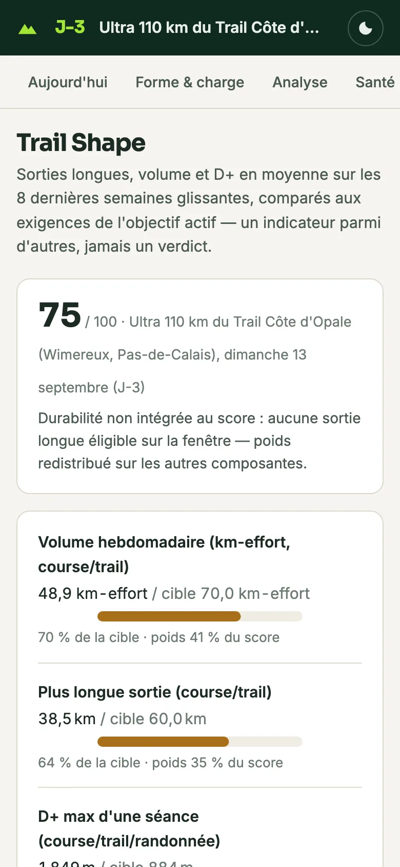 Trail Shape sur téléphone