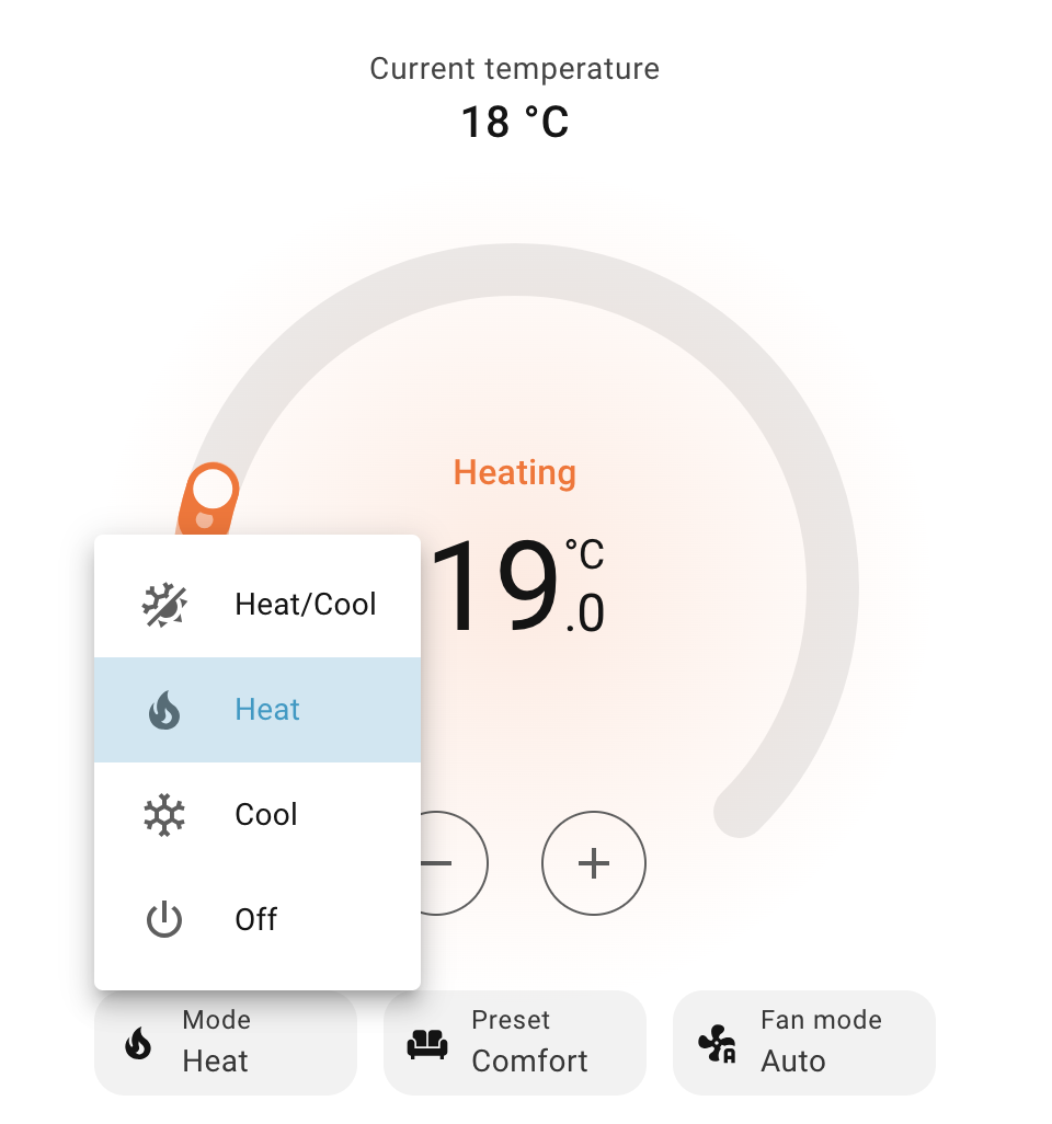 HVAC mode selector