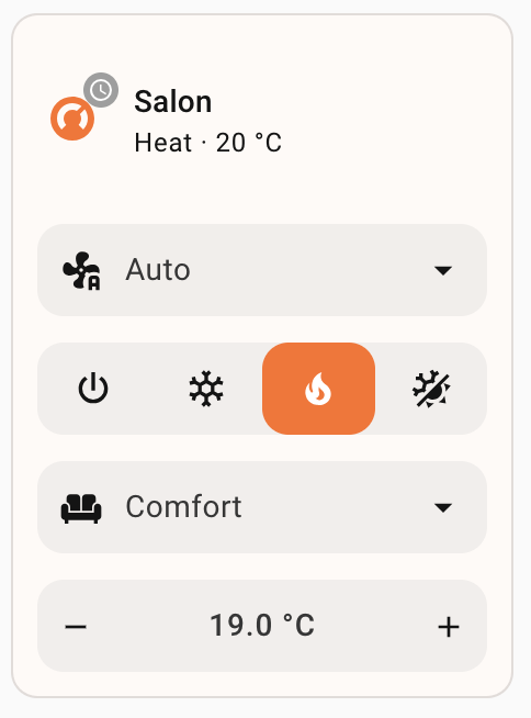 climate entity card with controls