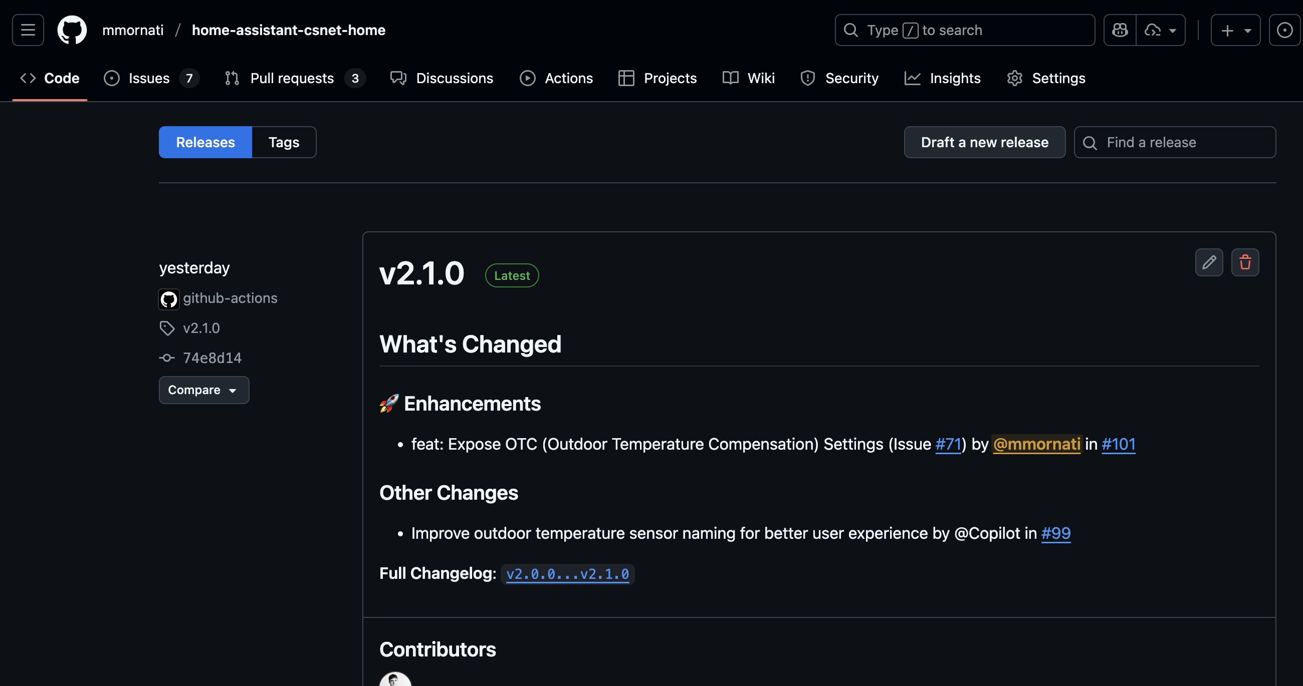GitHub releases page