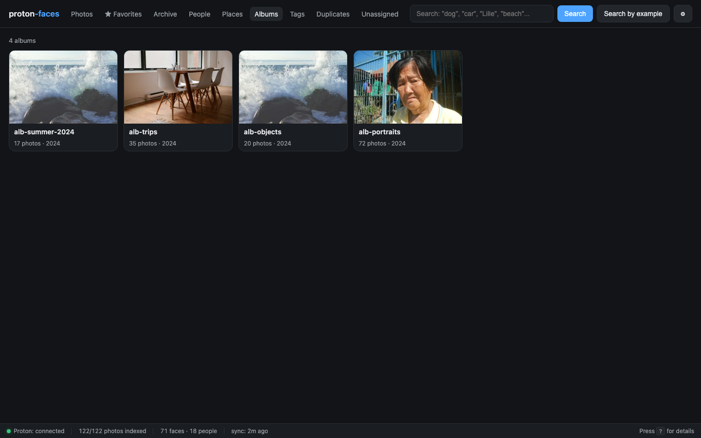 Albums tab