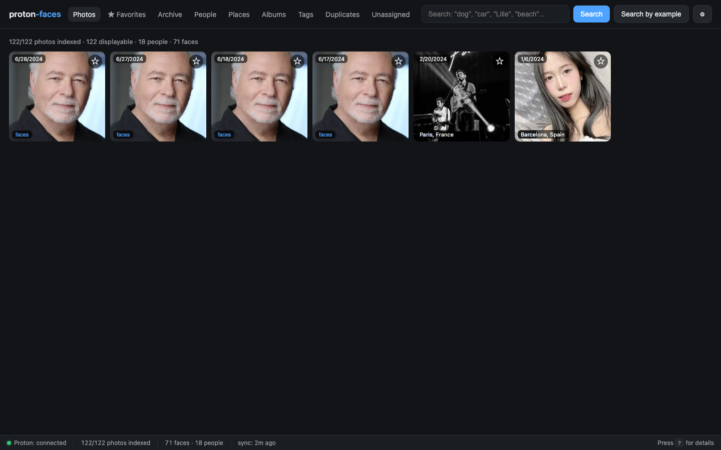 Photo with face boxes