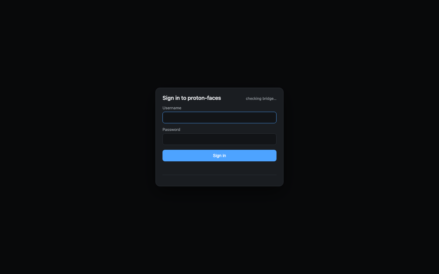 Login screen