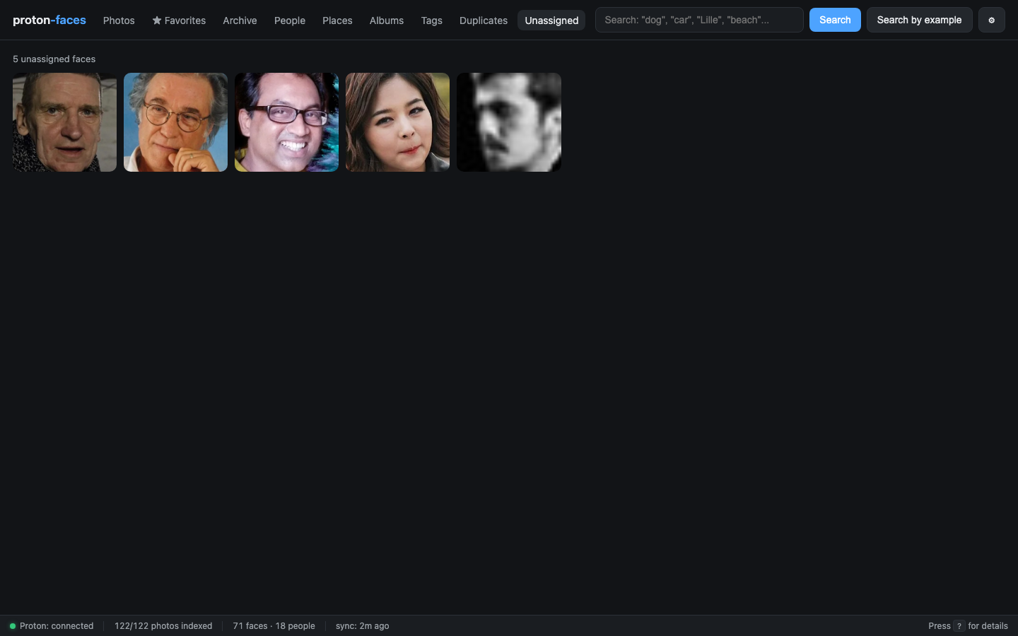 Unassigned faces queue